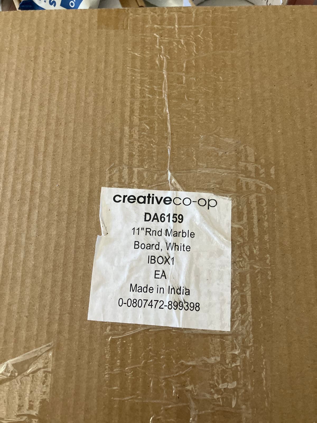 Creative Co-Op 11" Round Marble Board, White