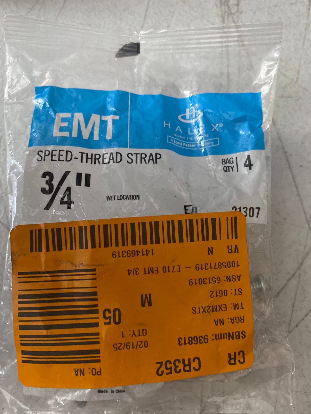 Halex EMT Speed-Thread Strap 3/4" - Pack of 4