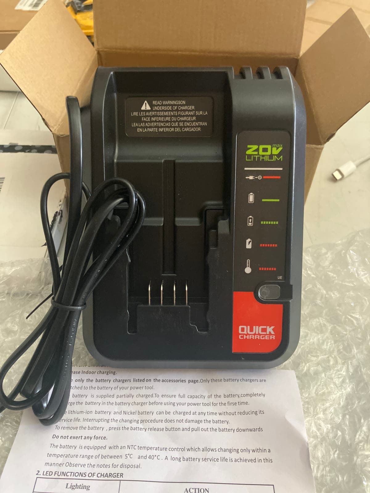 Z0V Max Lithium Quick Charger