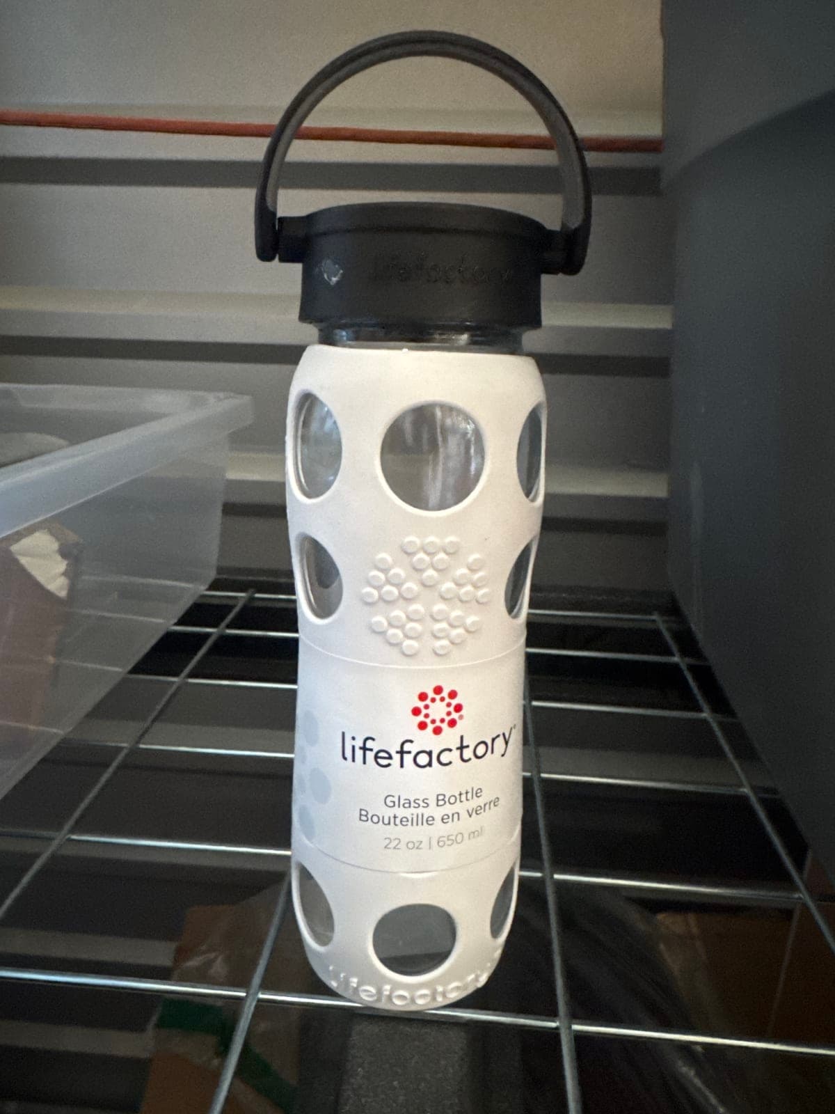 Lifefactory 22 oz Glass Water Bottle with Silicone Sleeve - White