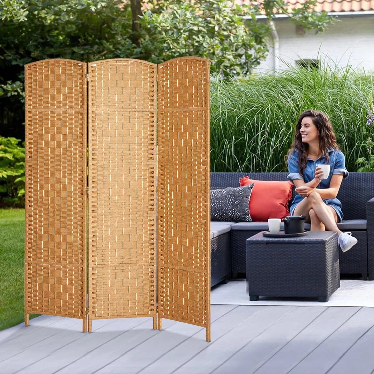 Elmina 6 Ft 3 panel Folding Room Divider Privacy Screen