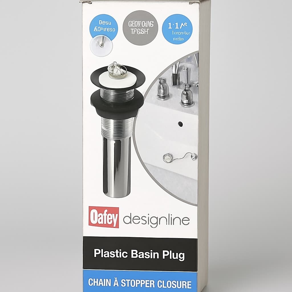 Oatey Designline Plastic Basin Plug with Overflow - Chrome Finish
