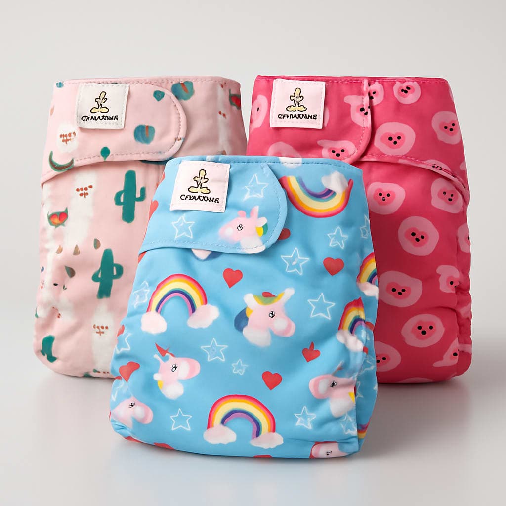 CuteBone Reusable Cloth Diapers - Set of 3 Fun Designs
