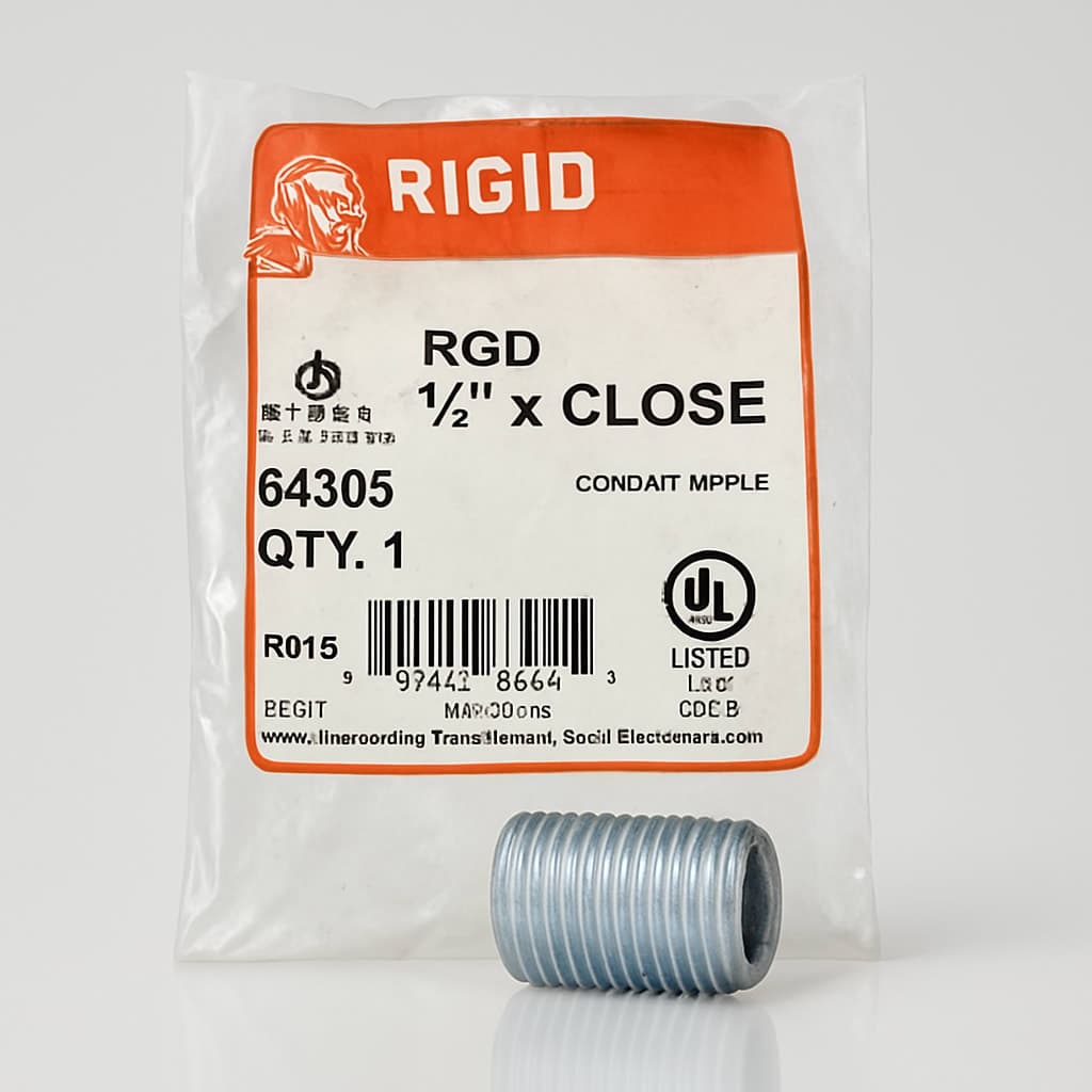 Rigid 1/2" Close Conduit Nipple - Halex 64305