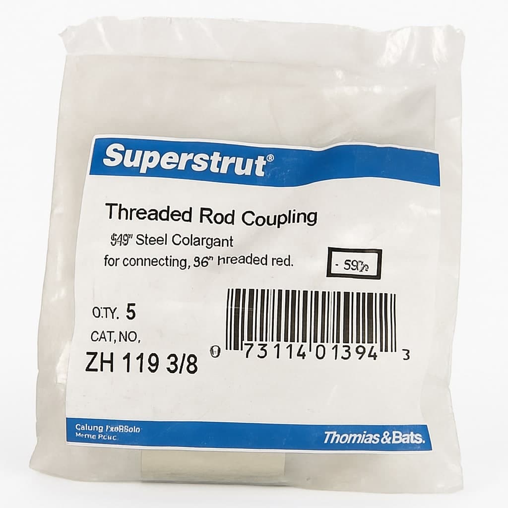 Superstrut Threaded Rod Coupling 3/8" Steel Gold-Galv