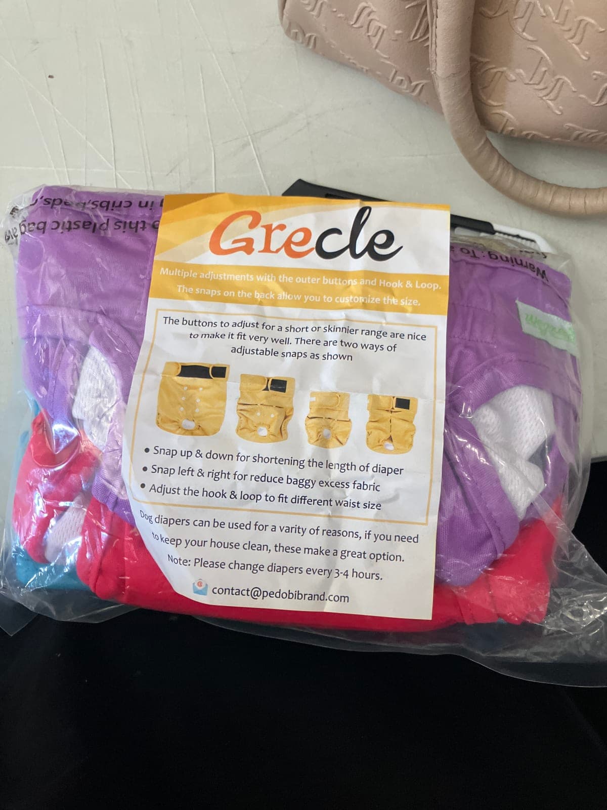 Grecle Adjustable Dog Diapers - Set of 3