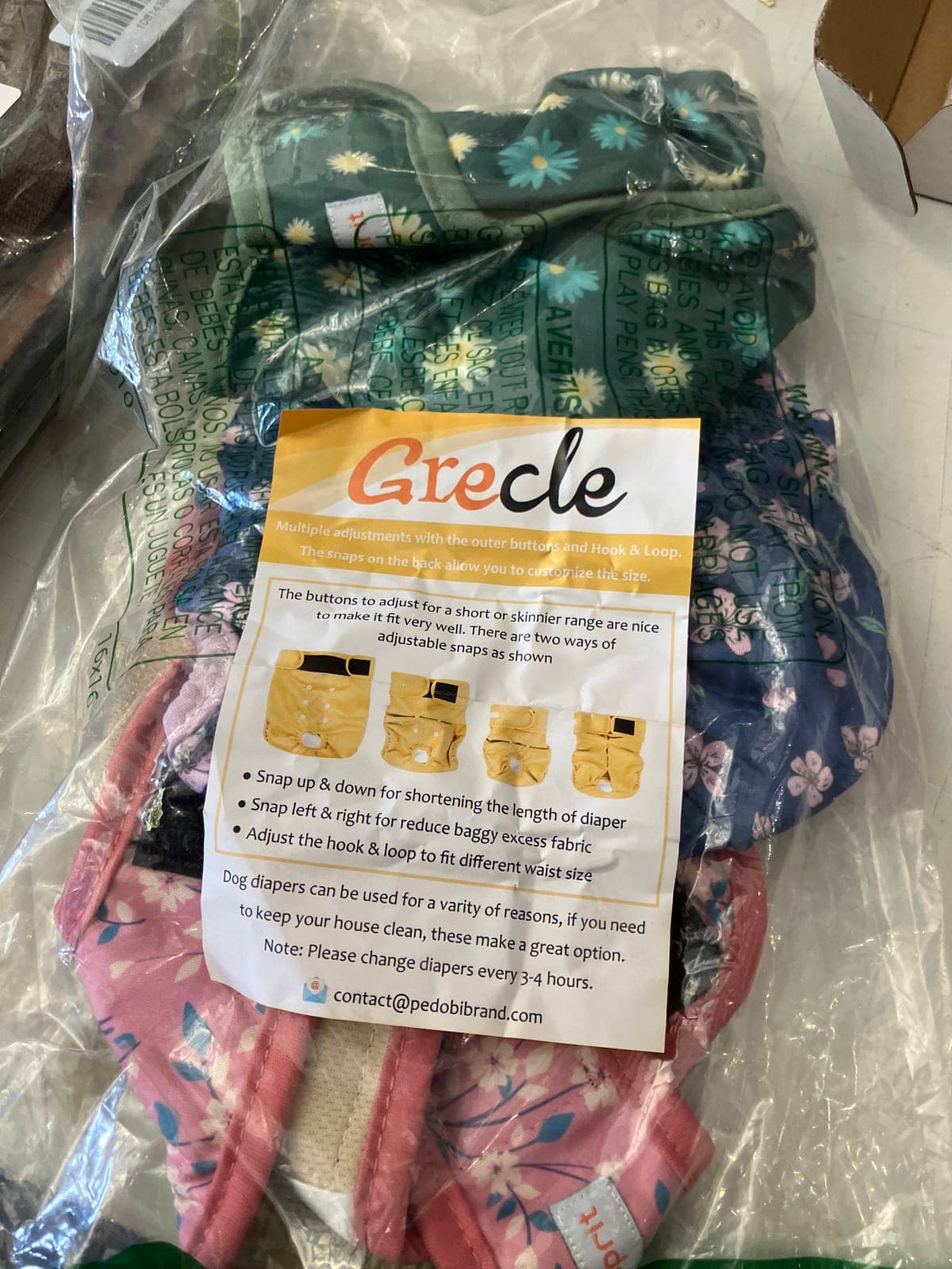 Grecle Adjustable Dog Diapers - Set of 4 Multi-Patterned
