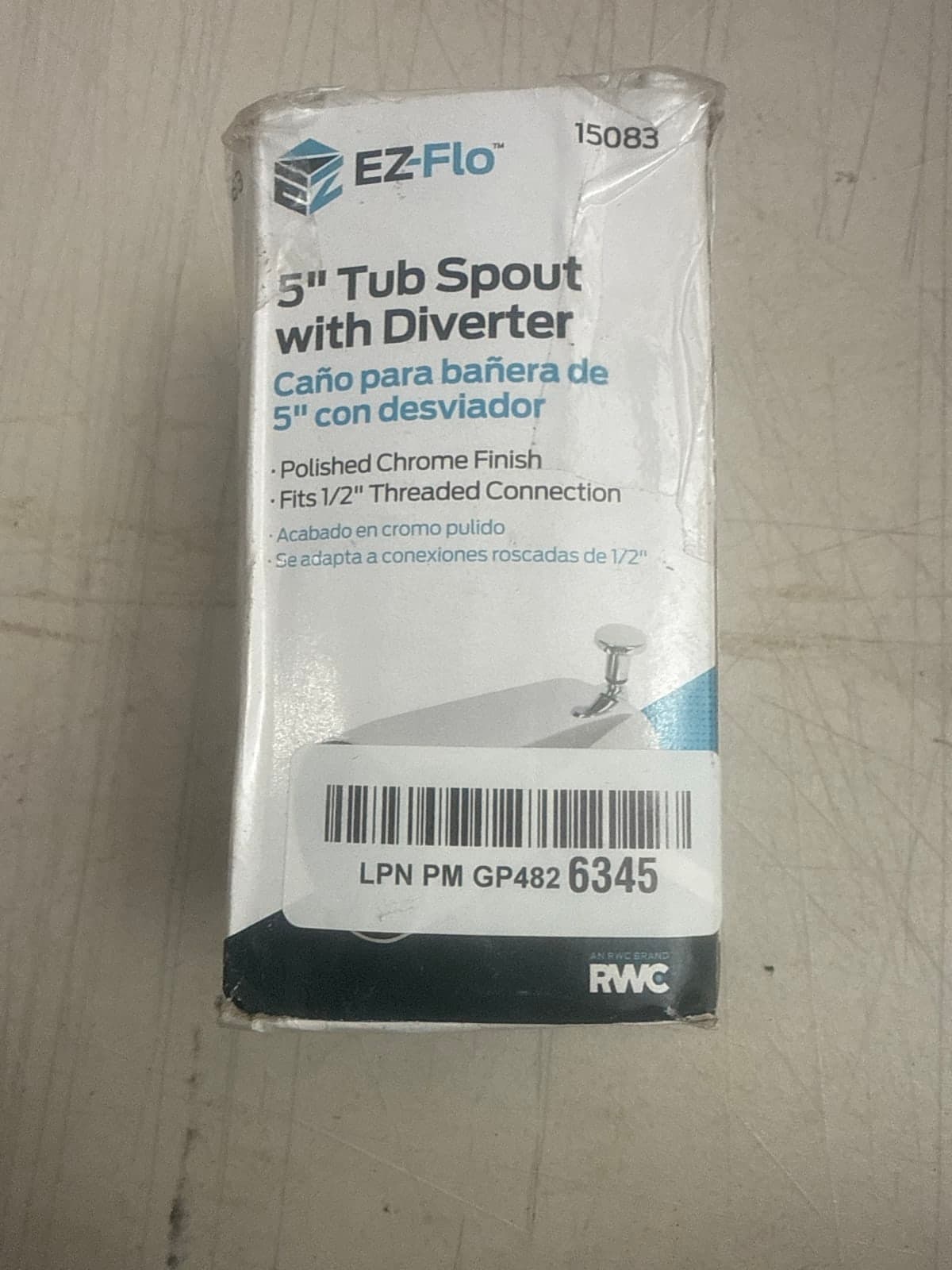 EZ-Flo 5" Tub Spout with Diverter - Polished Chrome Finish