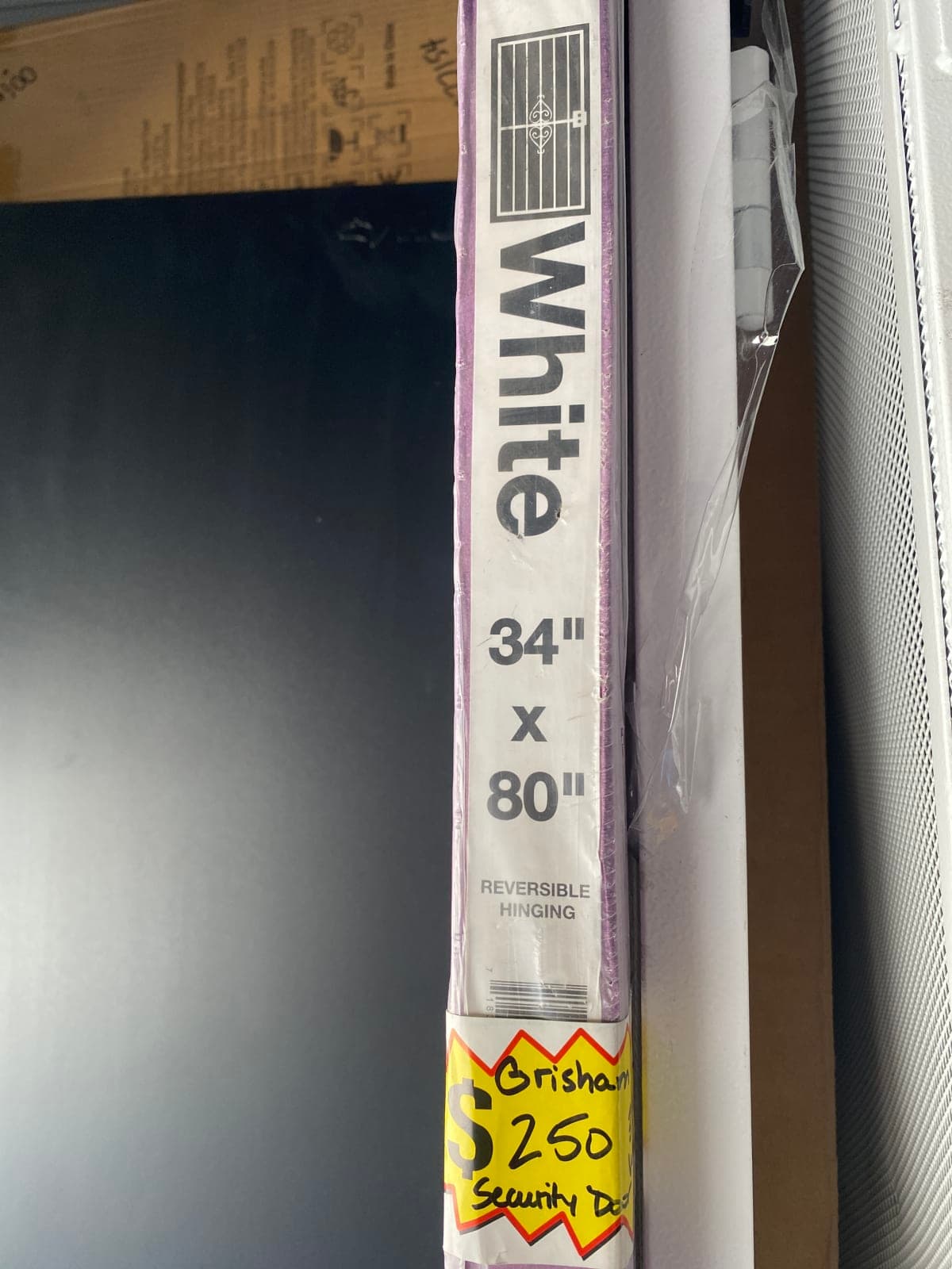Grisham 34" x 80" White Reversible Hinged Security Door