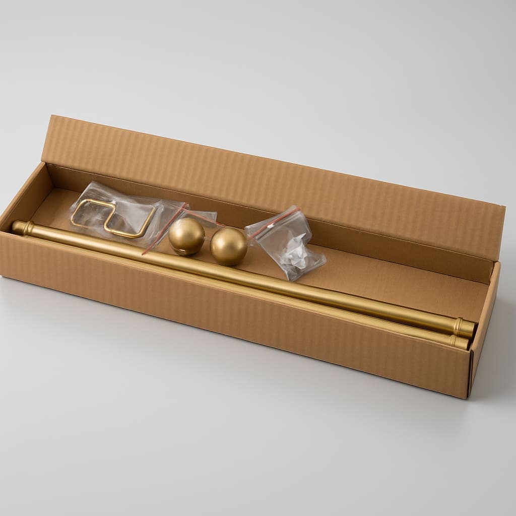 Brass Curtain Rod Set with Accessories