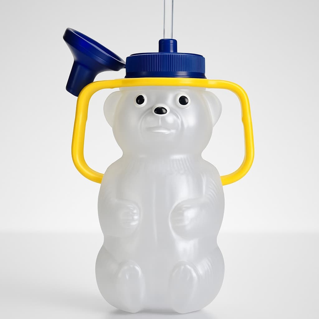 Cute Bear Shaped Squeeze Bottle with Yellow Cap