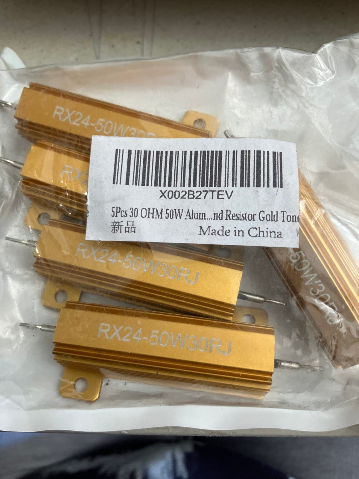 5-Pack 30 Ohm 50W Aluminum Resistors - RX24-50W30RJ