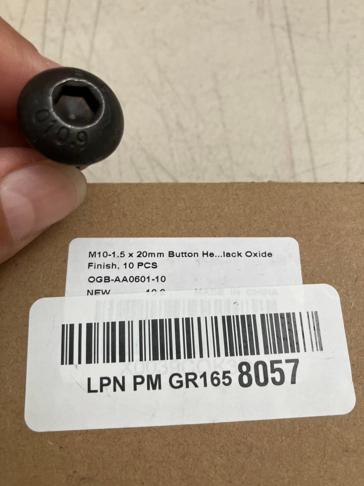 M10-1.5 x 20mm Button Head Screws, Black Oxide Finish, 10 PCS