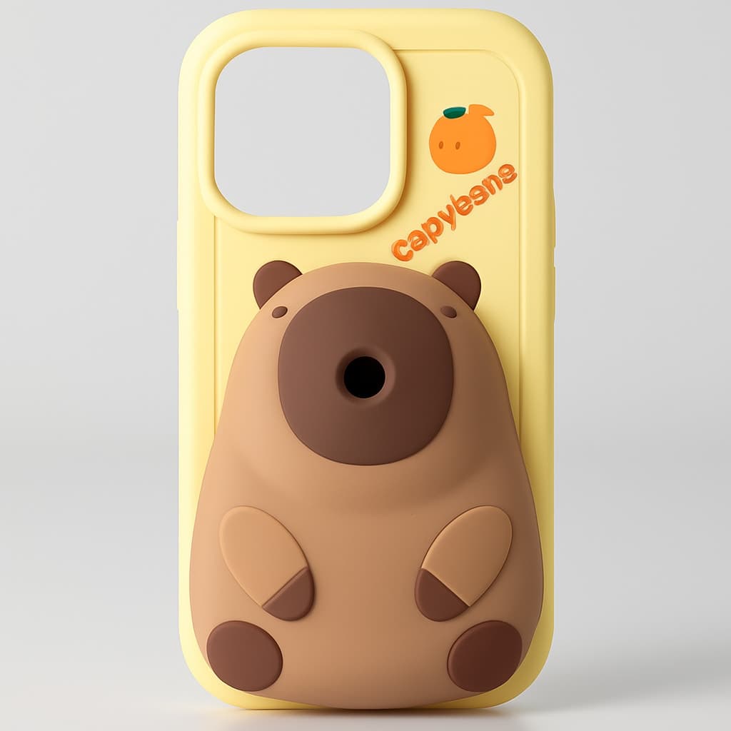 QoKcoahn Cute Capybara iPhone 16 Pro Case - Yellow & Brown