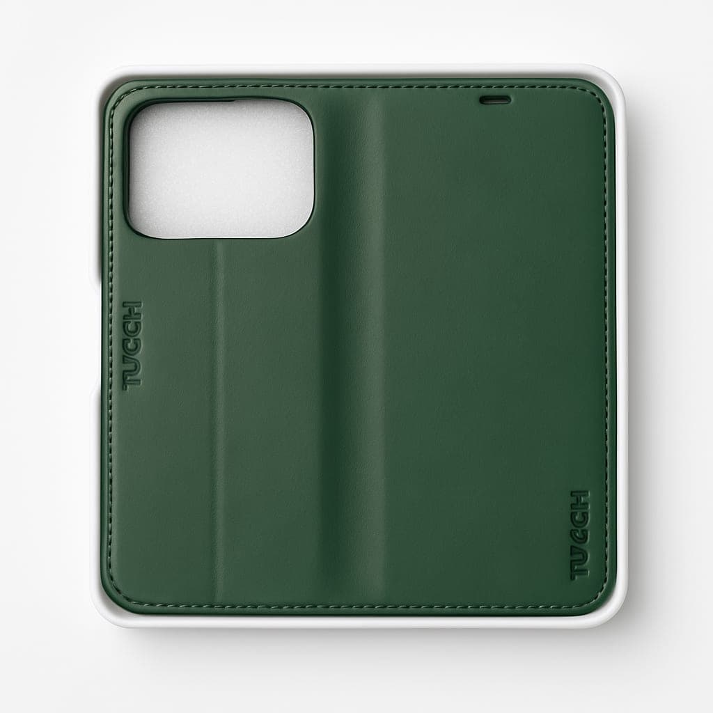 TUCCH Green Leather iphone 17 Case - Stylish and Protective