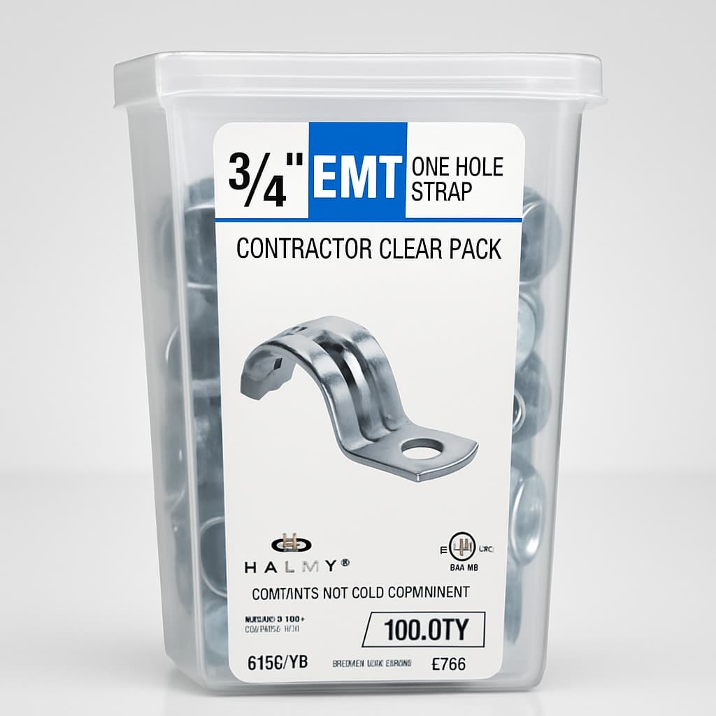 Halex 3/4" EMT One-Hole Strap Contractor Clear Pack - 100 Qty