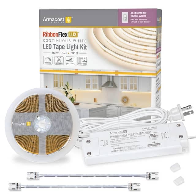 Armacost RibbonFlex LUX Continuous White LED Tape Light Kit 16ft
