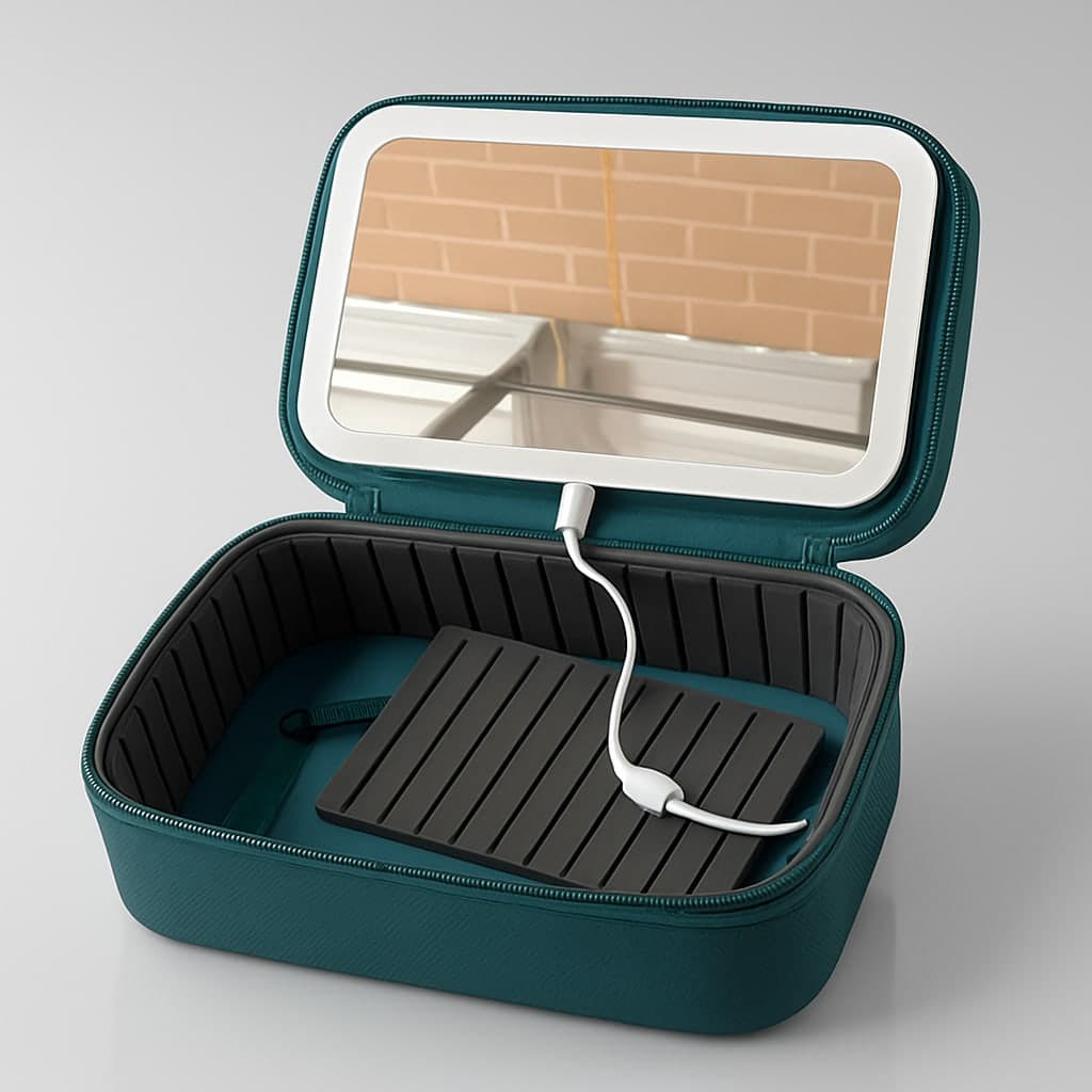 Portable Makeup Mirror Case with LED Light