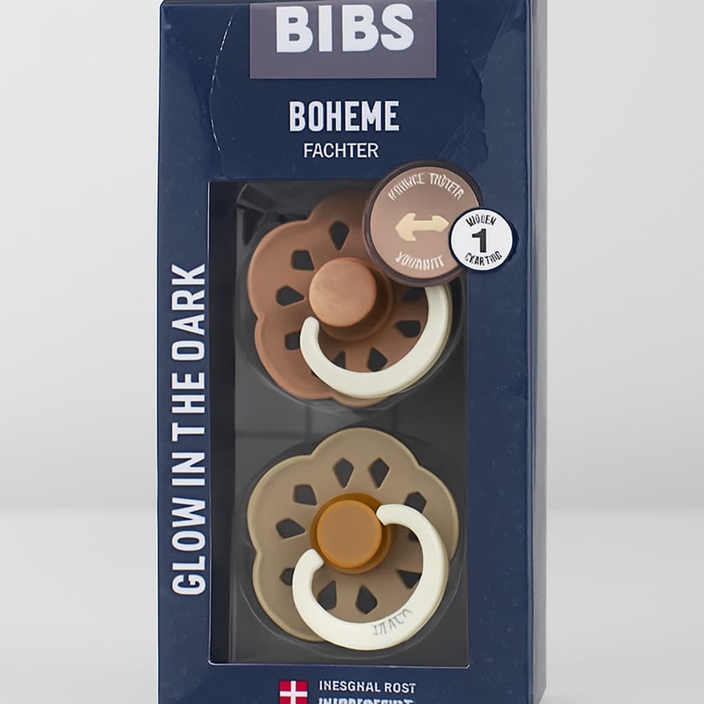 BIBS Boheme Glow in the Dark Pacifier Set - Size 1