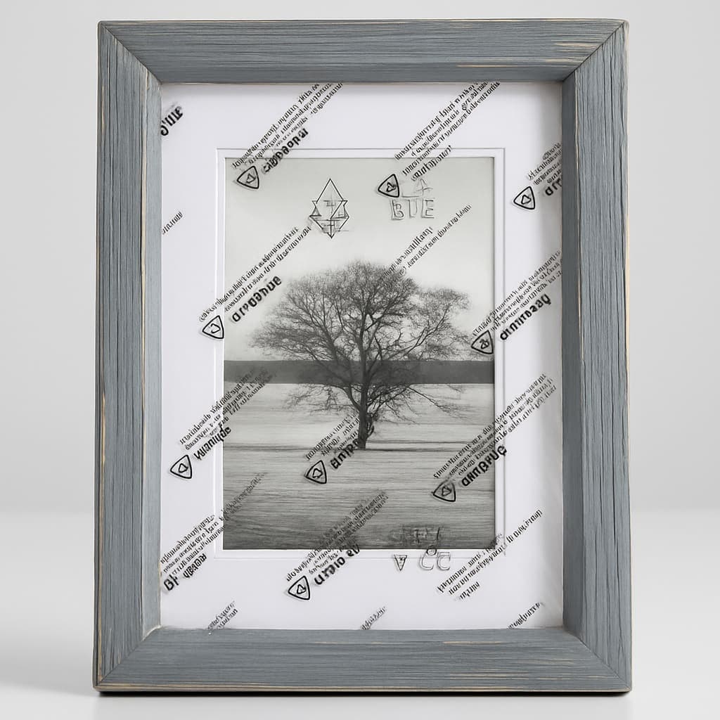 Rustic Gray Picture Frame with Tree Artwork