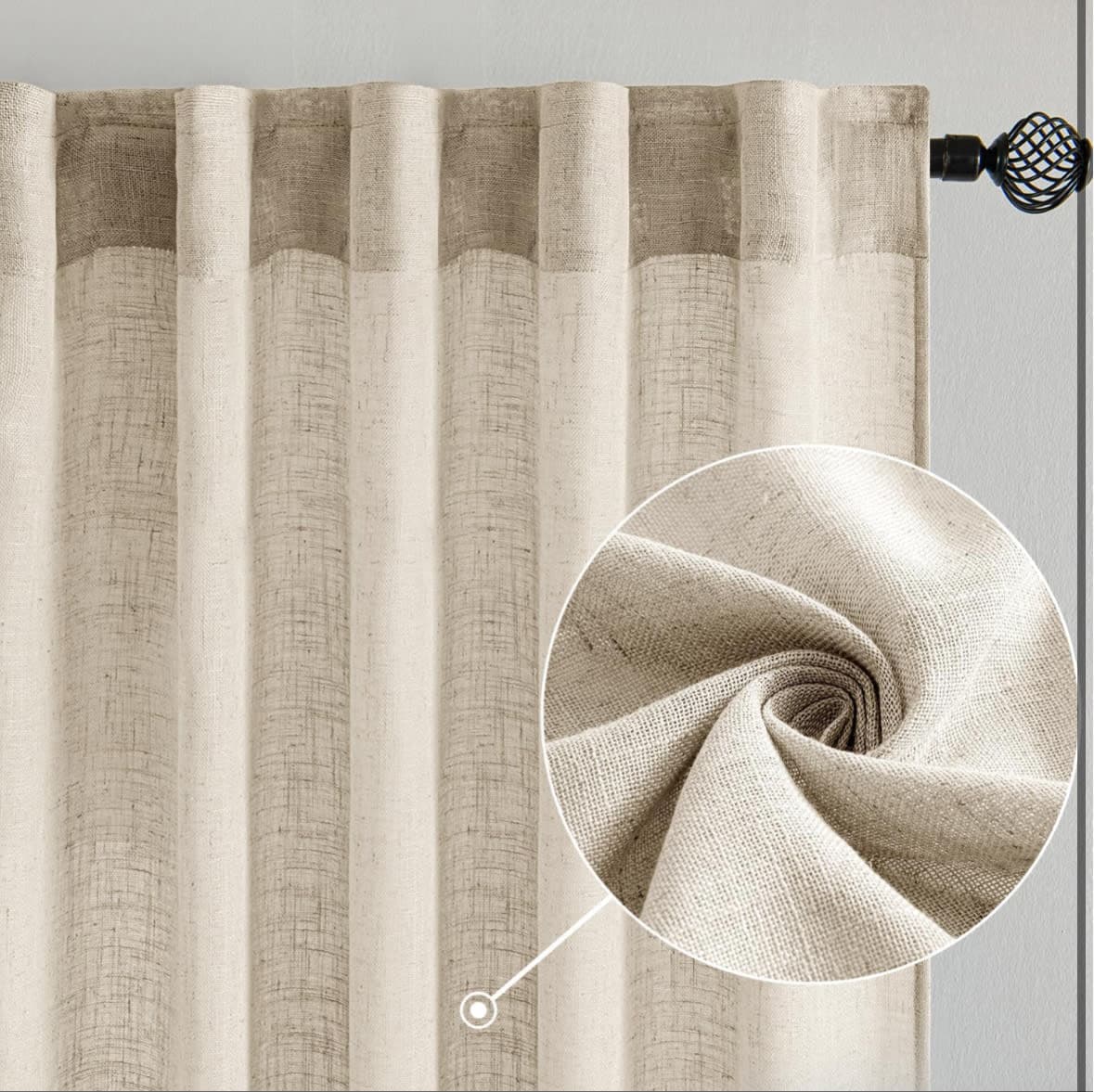 MIULEE Beige Linen Curtains 84 Inch Length 2 Panels for Bedroom Living Room, Soft Linen Textured Window Drapes Semi Sheer Light Filtering Ba