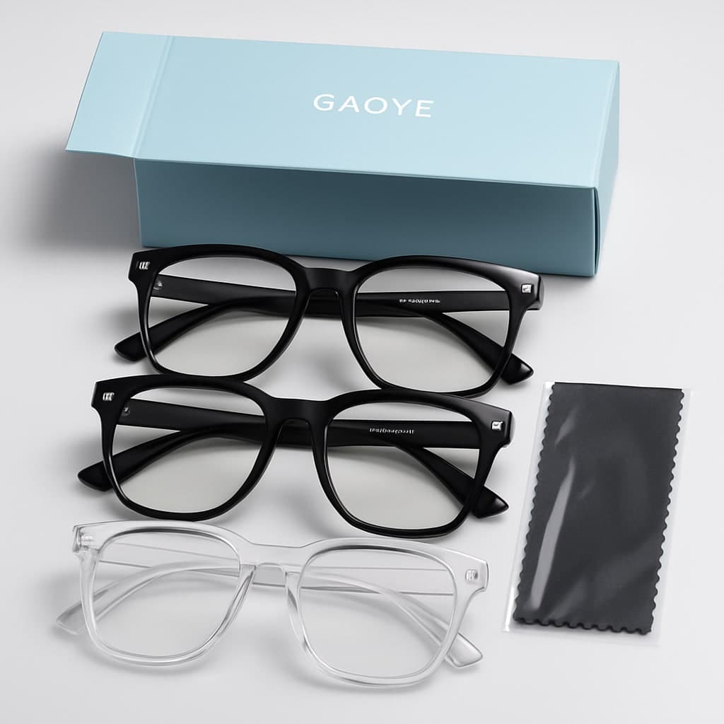 GAOYE 3-Pack Blue Light Blocking Glasses - Black & Transparent