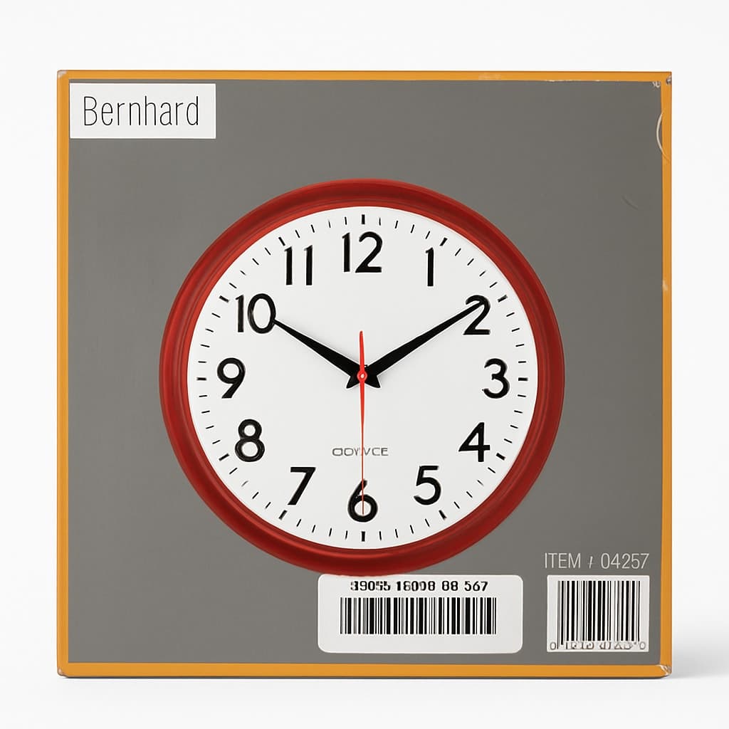 Bernhard Quartz Wall Clock with Red Frame