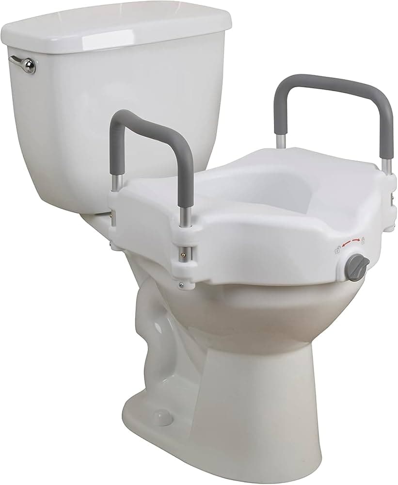 Drive Medical Raised Toilet Seat with Removable Arms, 5" Height