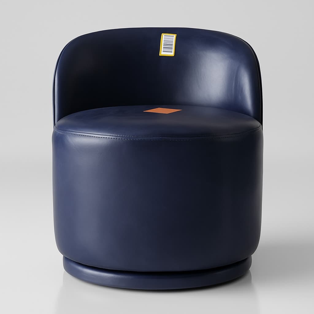 Stylish Navy Blue Faux Leather Accent Swivel Chair