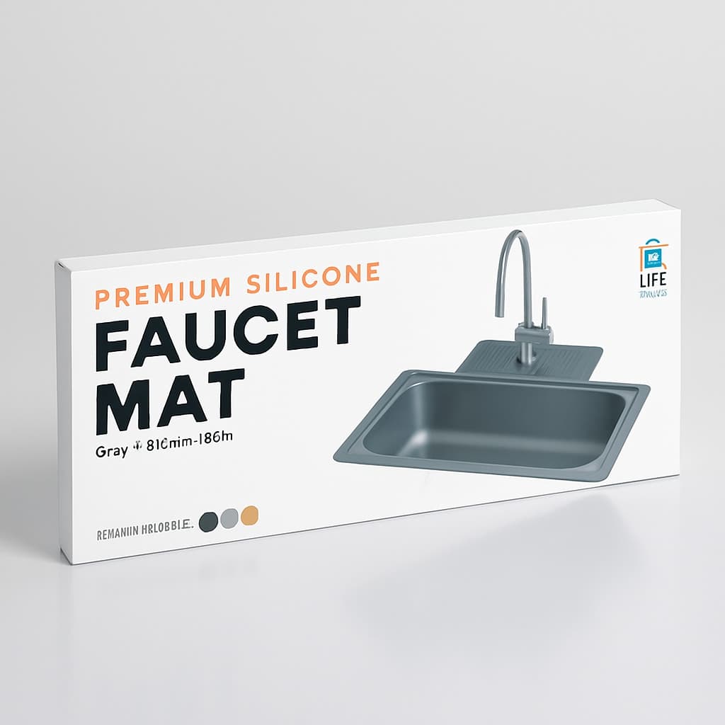 Premium Silicone Faucet Mat - Grey - 37cm x 14cm