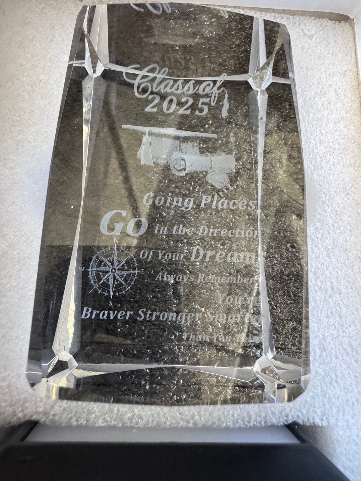 Class of 2025 Graduation Crystal Award Plaque