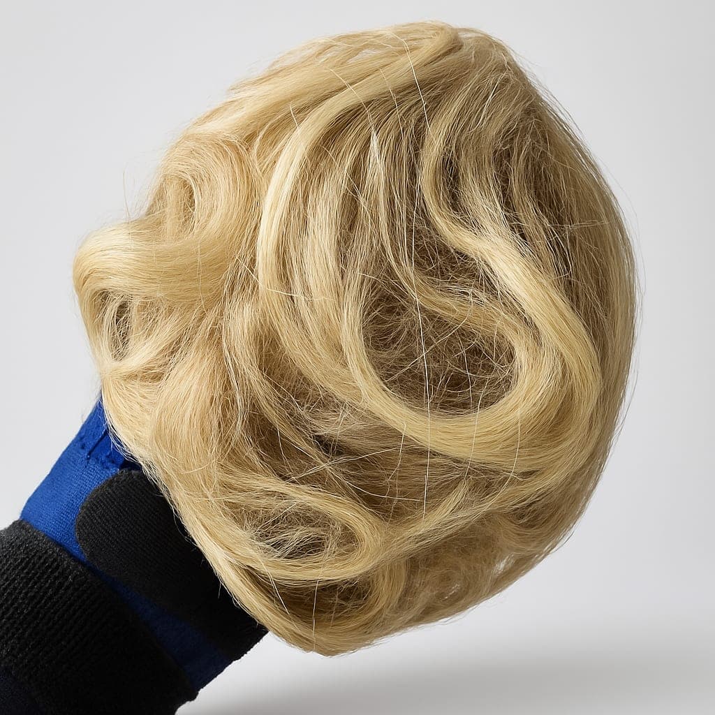 Blonde Synthetic clip in hair piece pwith Soft Curls