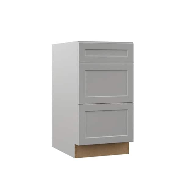 Designer Series Melvern 18 in. W x 24 in. D x 34.5 in. H Assembled Shaker 3-Drawer Base Cabinet in Heron Gray