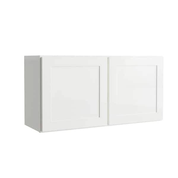 Courtland 36 in. W x 12 in. D x 18 in. H Assembled Shaker Wall Bridge Kitchen Cabinet in Polar White