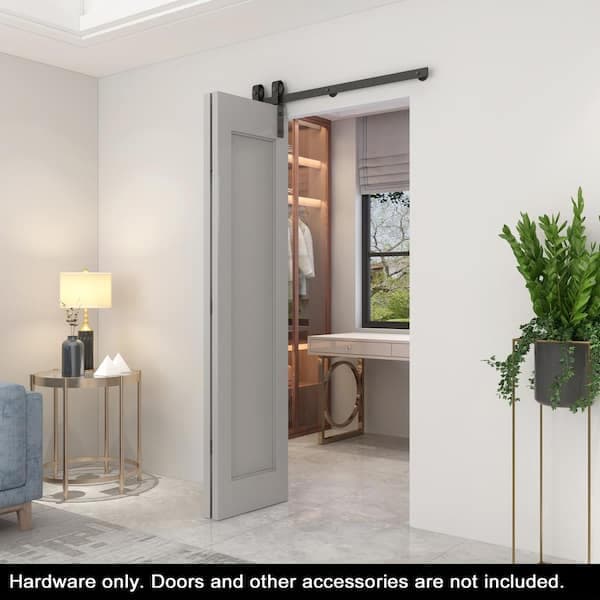 42 in. Black Single Bi-Fold Front Mount Sliding Barn Door Track and Hardware Kit-Door Not Included