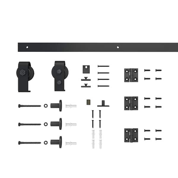 42 in. Black Single Bi-Fold Top Mount Sliding Barn Door Track and Hardware Kit-Door Not Included