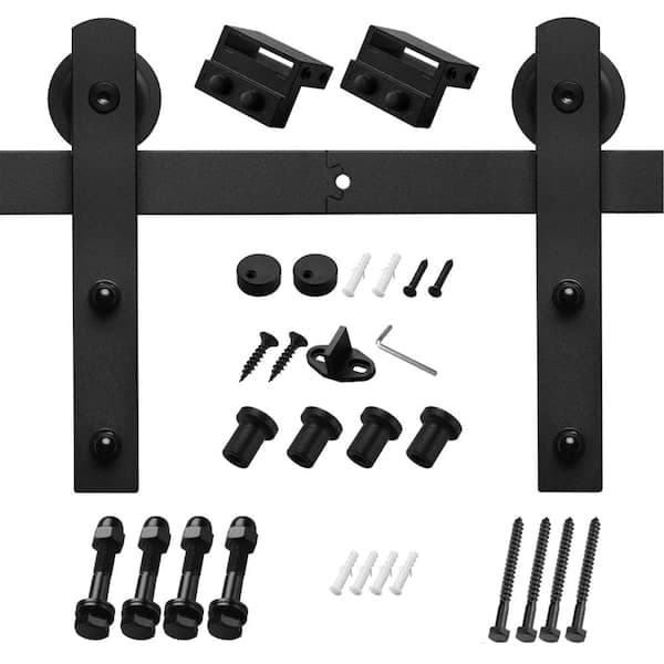 5 ft./60 in. Black Sliding Barn Door Track and Hardware Kit with I-Shape Hanger For Single Door