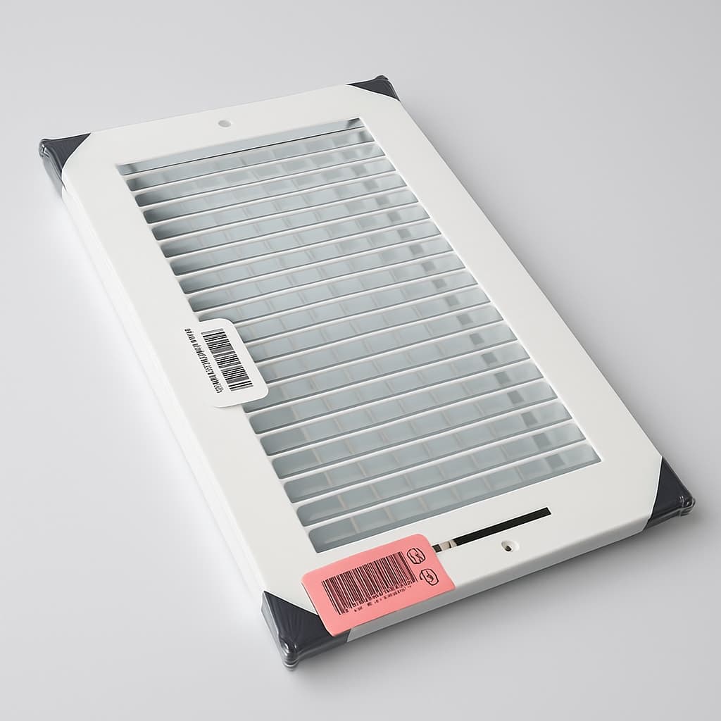 Sidewall/Ceiling Register: Ceiling/Wall, 9 3/4 in H, 15 3/4 in W, Louvered, Powder Coated, White