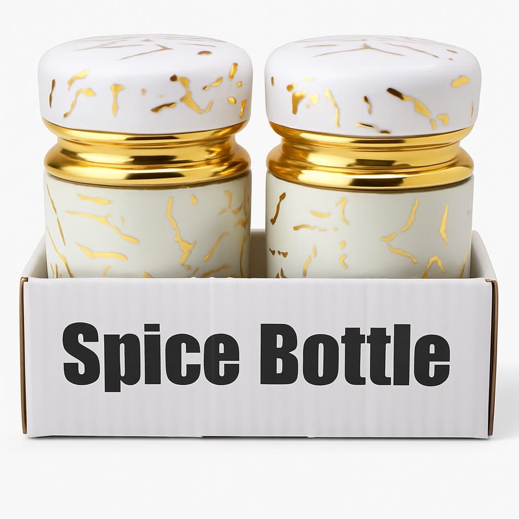 Elegant Spice Bottle Set with Gold Accents