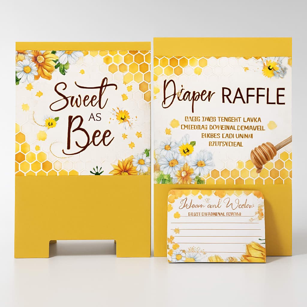 Sweet as Can Bee Diaper Raffle Invitation Set