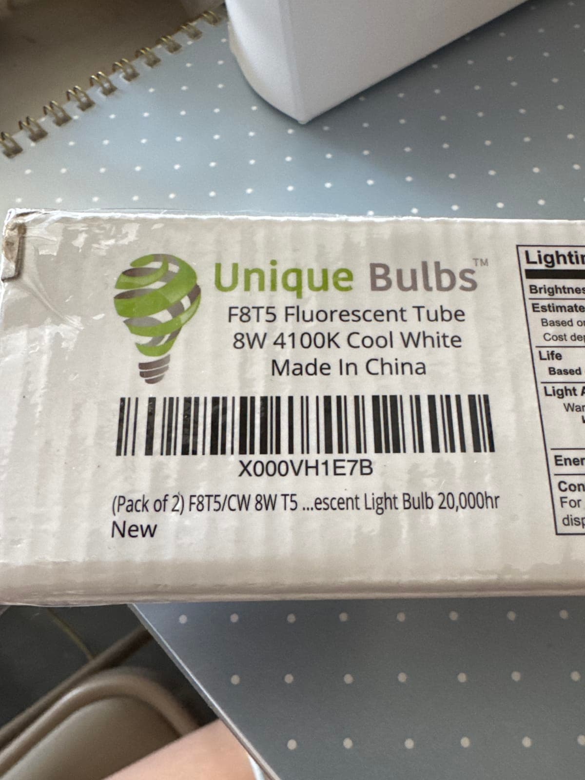 Unique Bulbs F8T5 Fluorescent Tube 8W 4100K Cool White (Pack of 2)