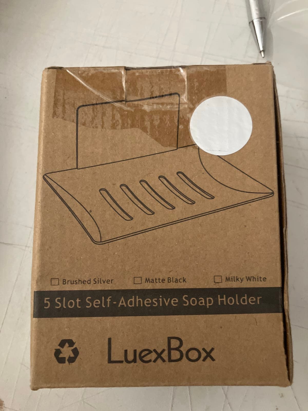 LuexBox 5 Slot Self-Adhesive Soap Holder - Brushed Silver