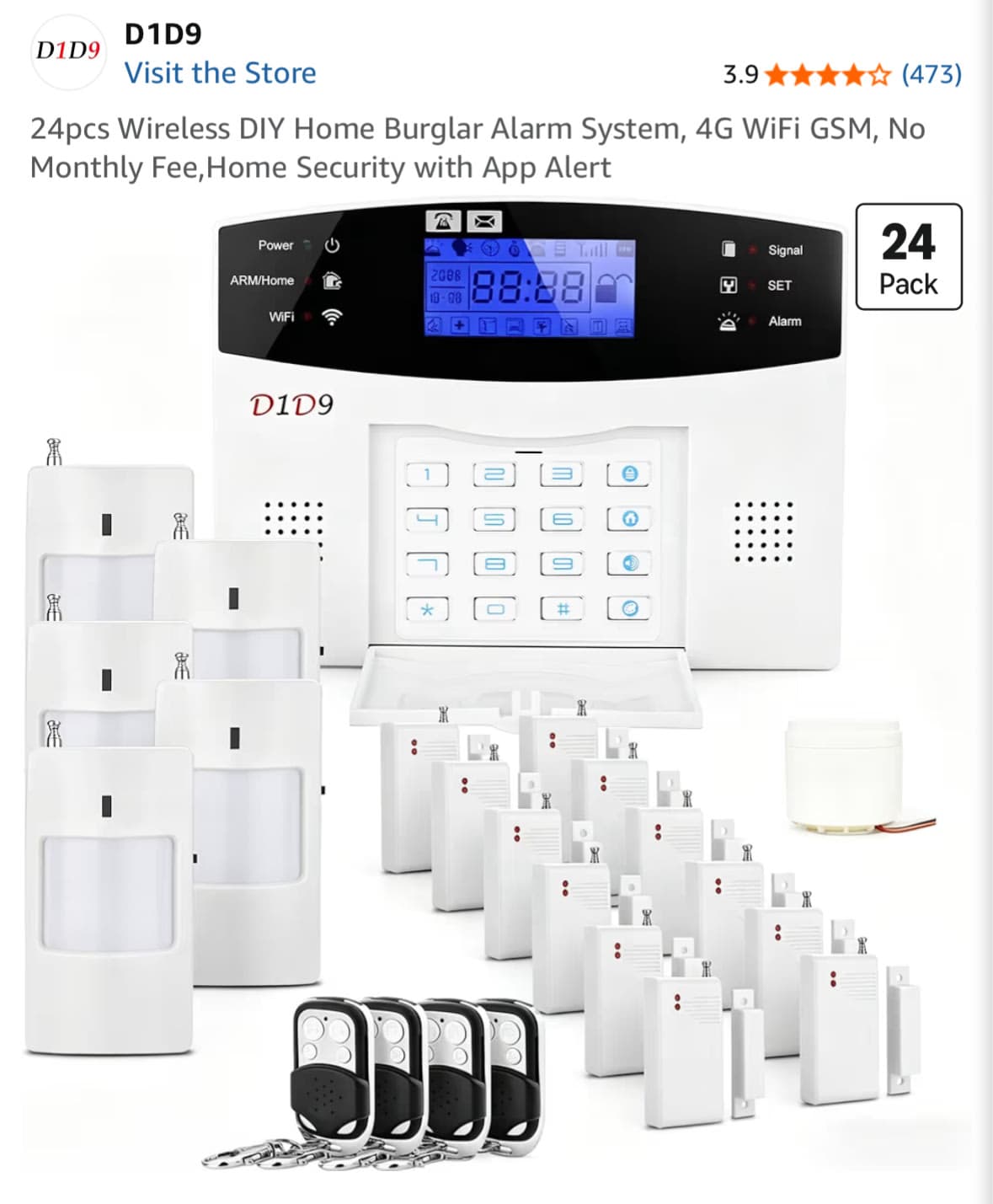 D1D9 Security Alarm System - SOS, Burglar, Fire and Gas Alarm