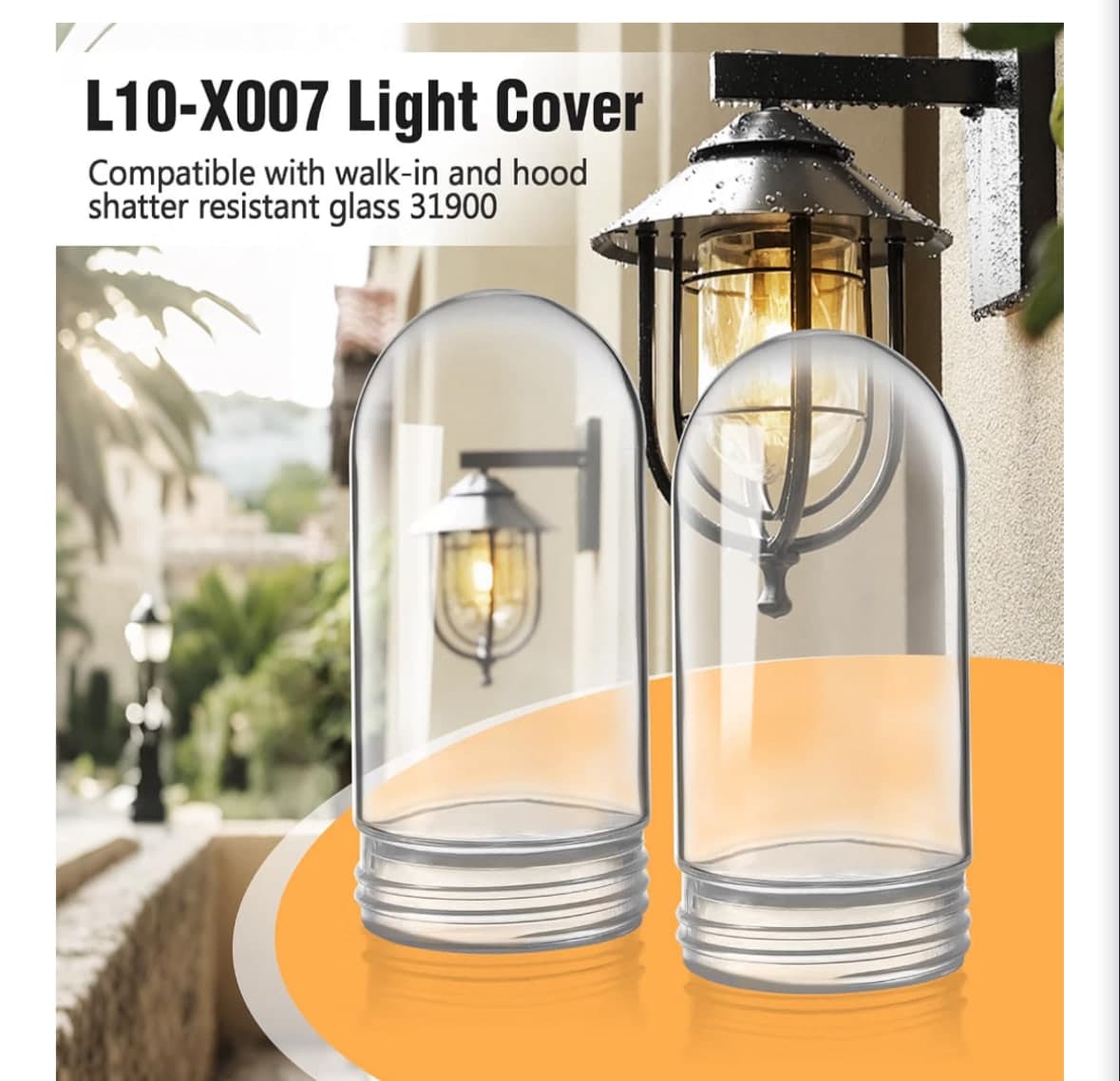 L10-X007 Glass Light Bulb Cover Replacement for Walk in Refrigerators,Glass Light Bulb Fixtures Cover 31900 for Kitchen Hood Garage Outdoor