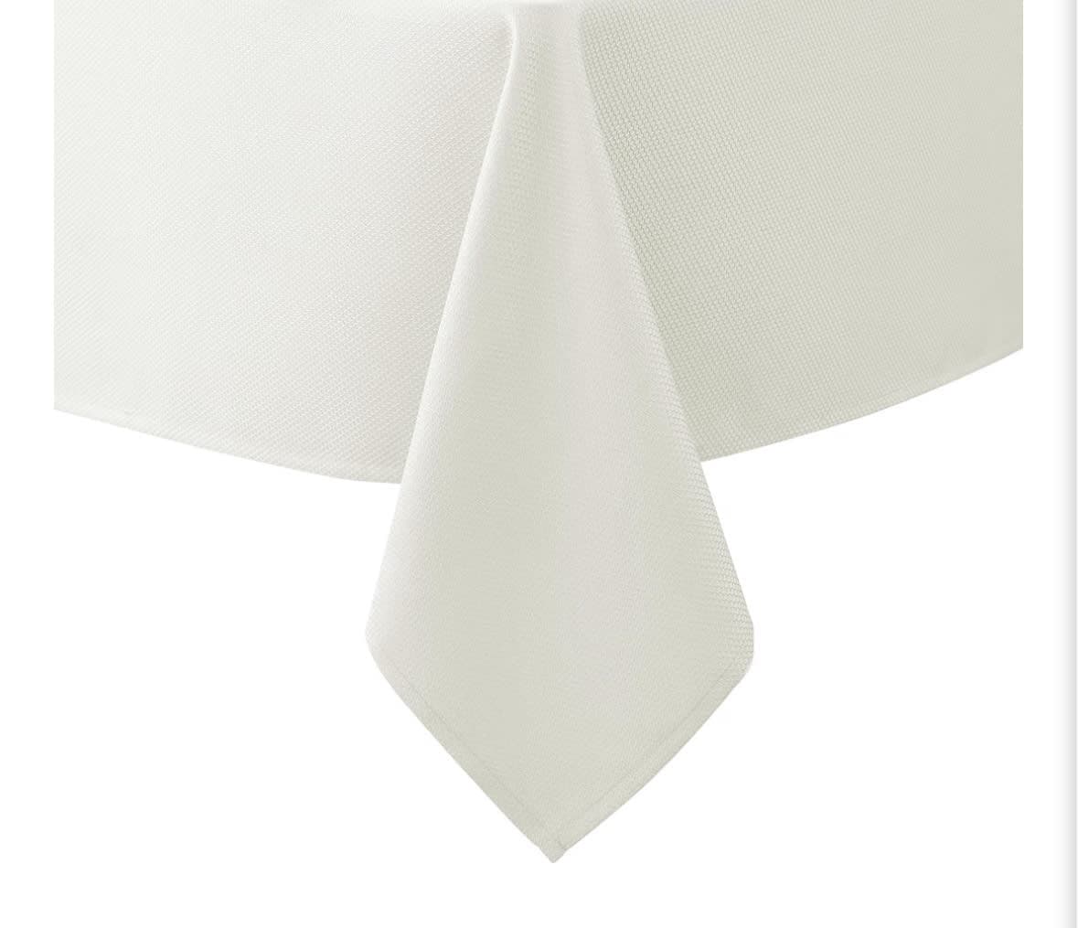Large Textured Fabric Tablecloths132 Inches Rectangular, Ivory Water Resistant Tablecloths for Dining, Kitchen, Wedding, Parties etc. Machin