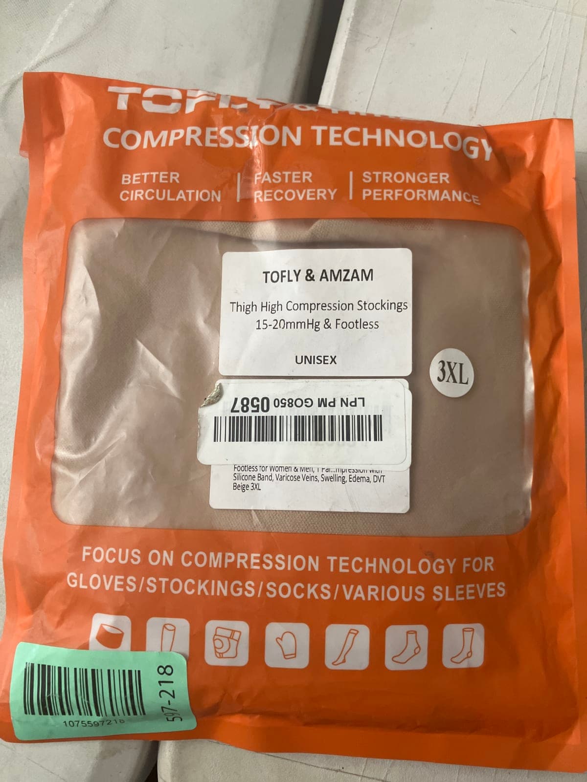 TOFLY & AMZAM Thigh High Compression Stockings 15-20mmHg - 3XL
