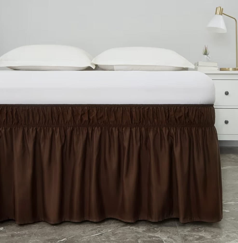 MEILA Ruffled Bed Skirt - 14" Twin/Full - Brown Polyester