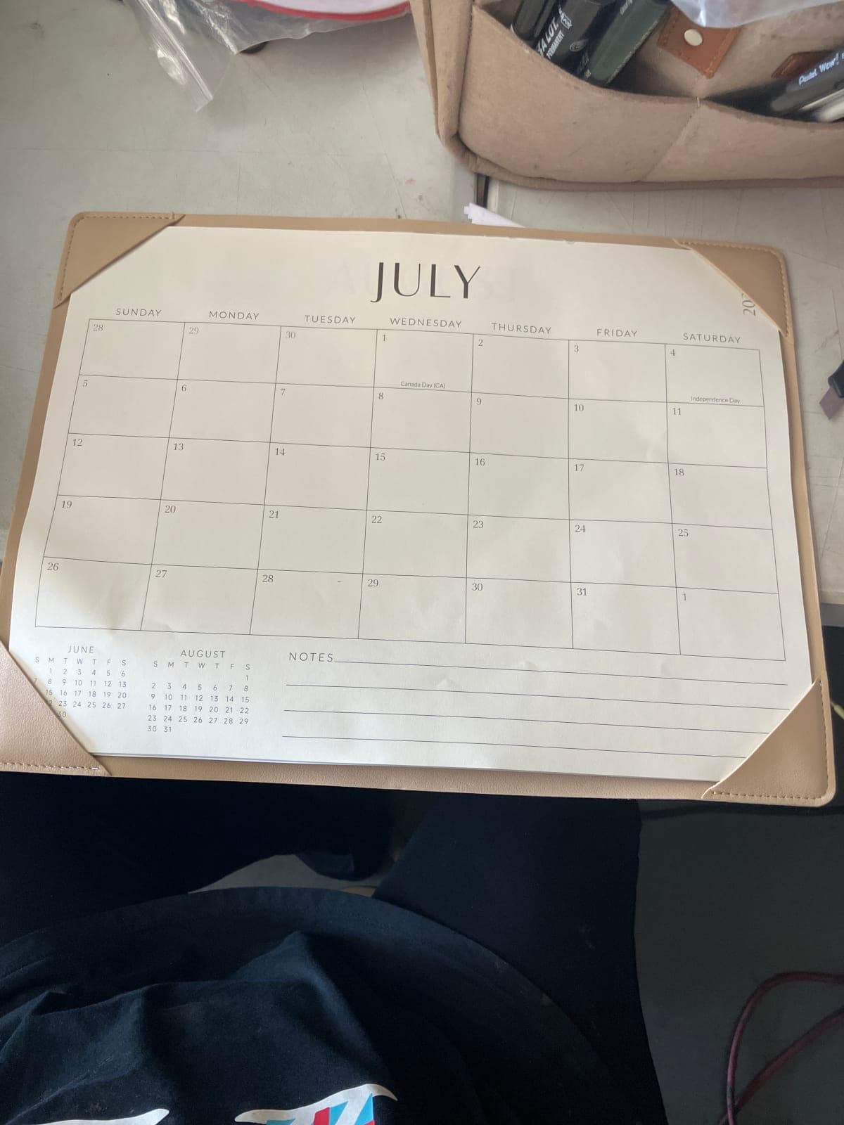 Elegant Monthly Planner for July - Stylish Desk Calendar