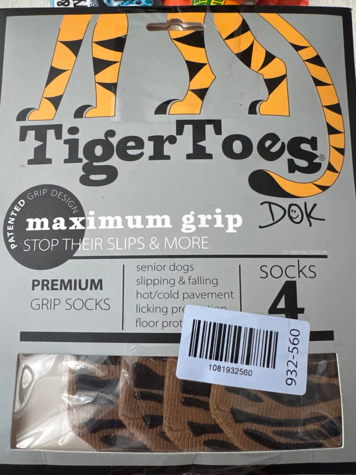 TigerToes Premium Grip Socks for Senior Dogs