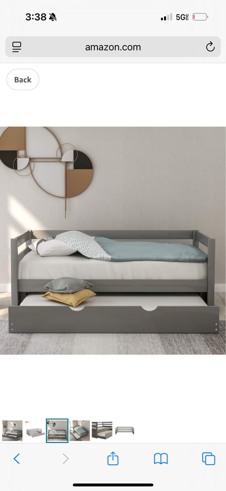 Solid Wood Frame Twin Daybed with Pull Out Trundle, Captains Bed Twin Bed Frame for Kids (Grey)